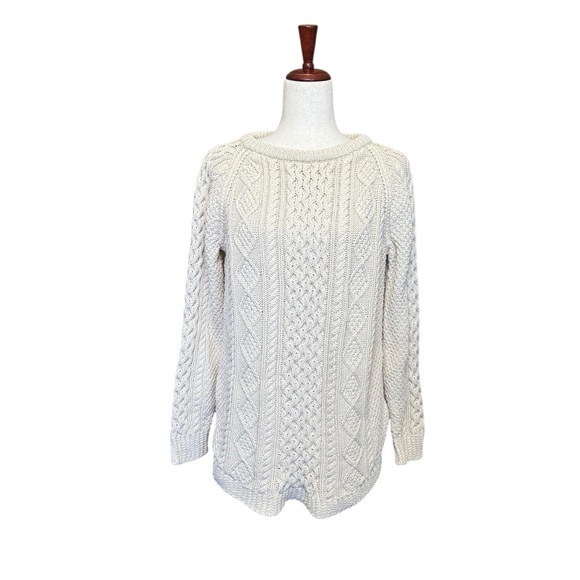 L.L. Bean Signature Cotton Fisherman Sweater. Ivory Cream Size M #1899 - Picture 4 of 9